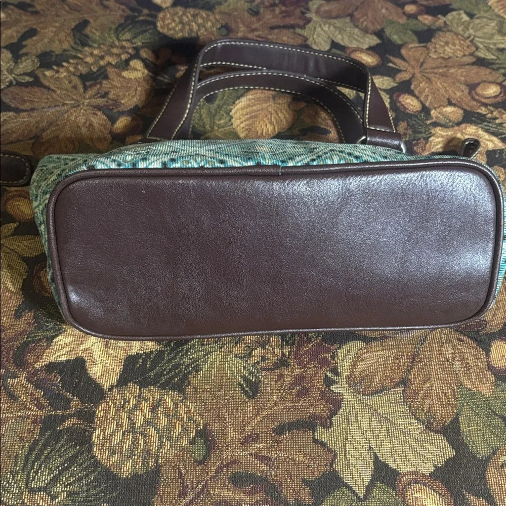 Y2K Tommy Hilfiger Corduroy Patterned Fabric & Brown Leather Small Handbag